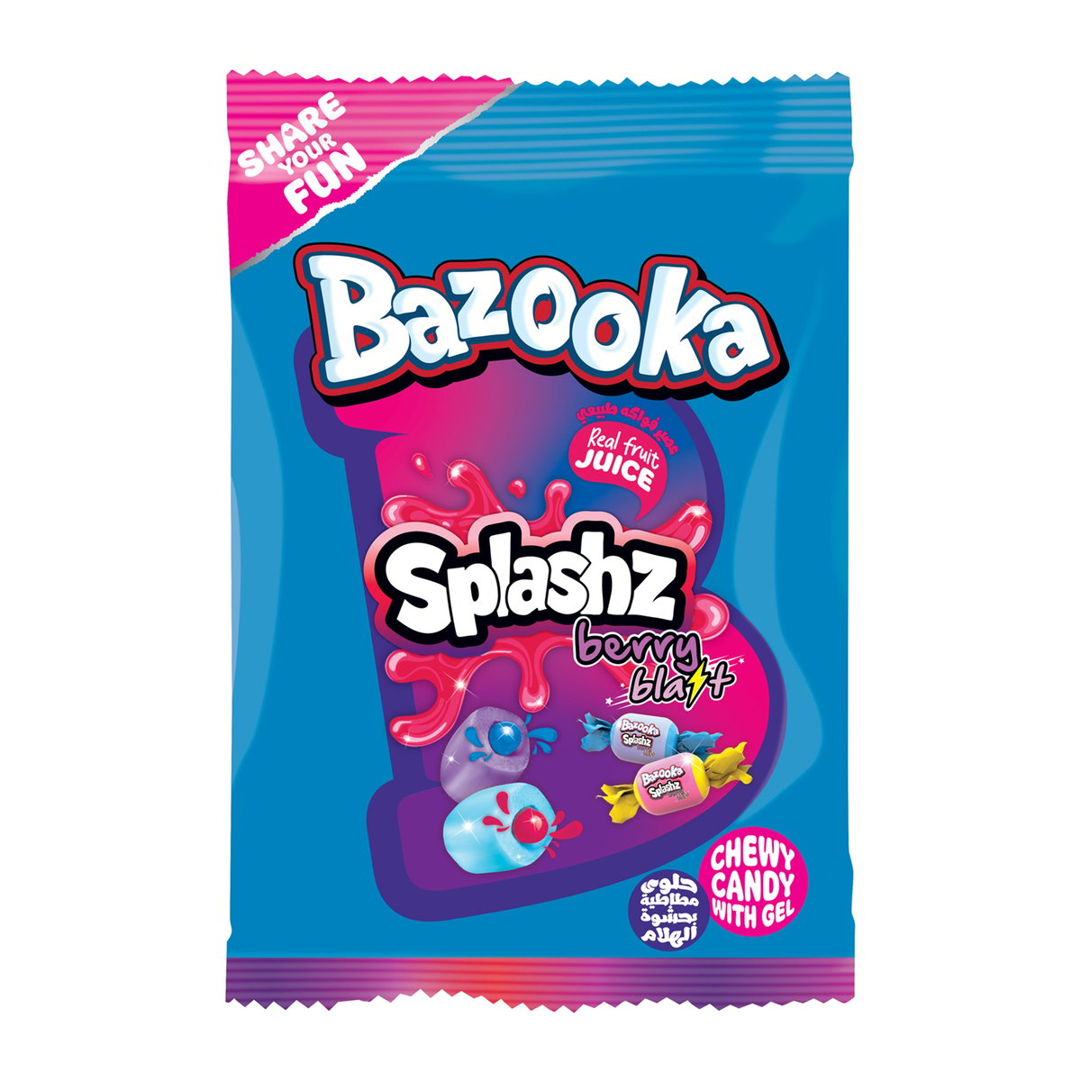 Bazooka Splashz Berry Blast Chewy Candy 120 g