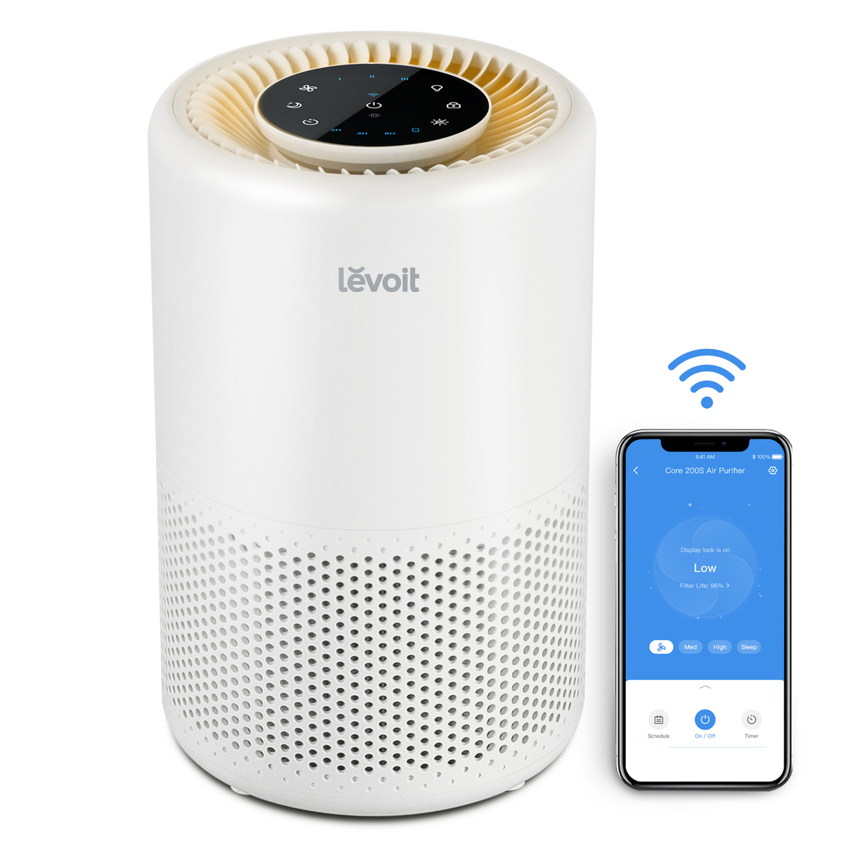 Levoit Smart Air Purifier, 35m² Room Coverage, White, Core 200S