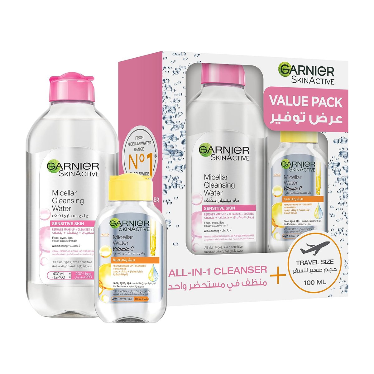 Garnier Skin Active Micellar Cleansing Water 400 ml + Vitamin C 100 ml