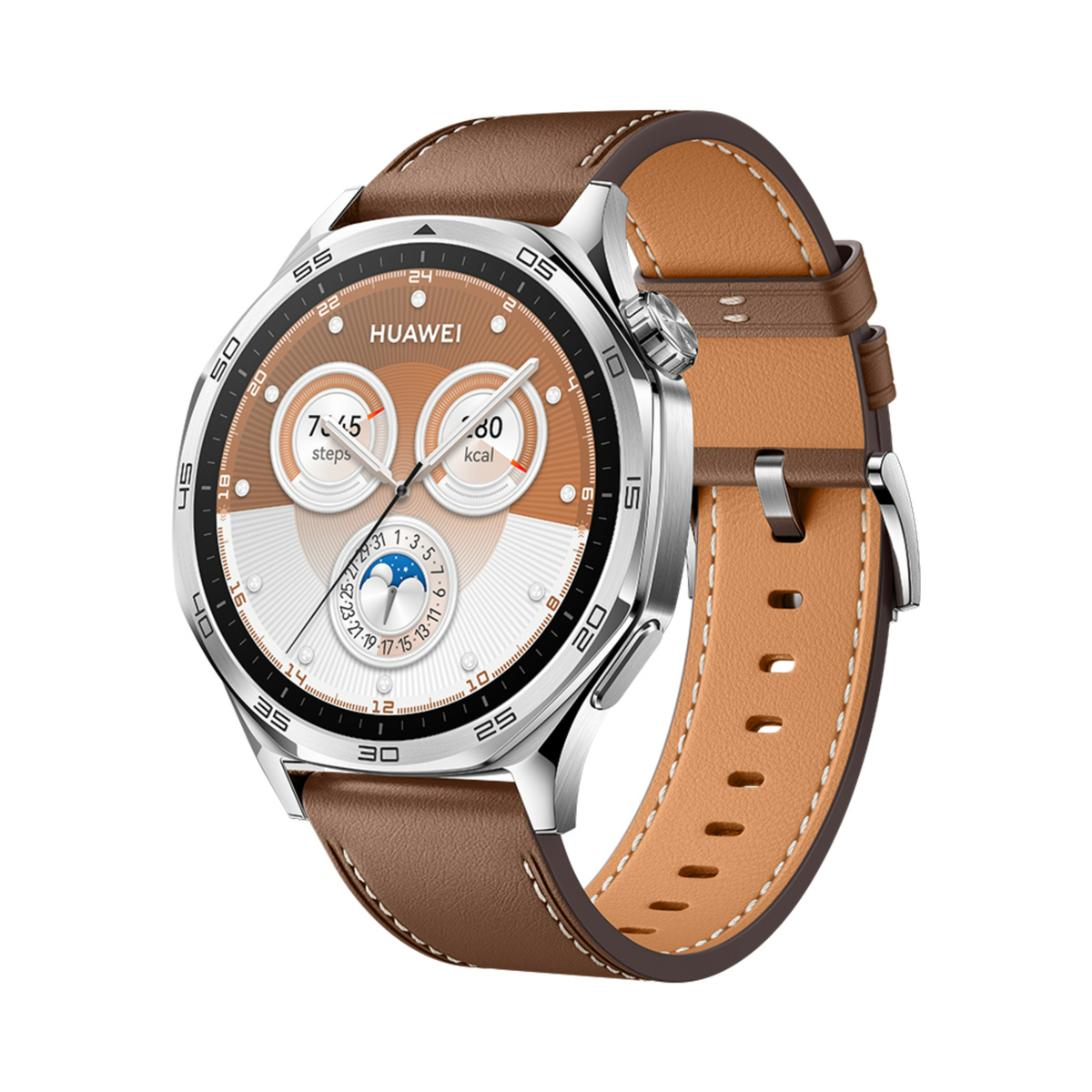 Huawei Watch GT 5 Smartwatch, Vili with Brown Composite Leather Strap + Freebuds 5i Blue Bundle