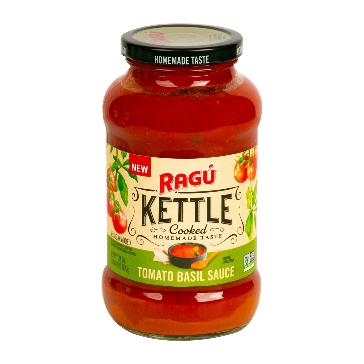 Ragu Kettle Cooked Tomato Basil Sauce No Sugar Added 680 g