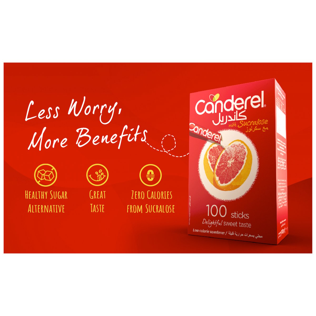 Canderel Low Calorie Sweetener Sticks With Sucralose 100 pcs