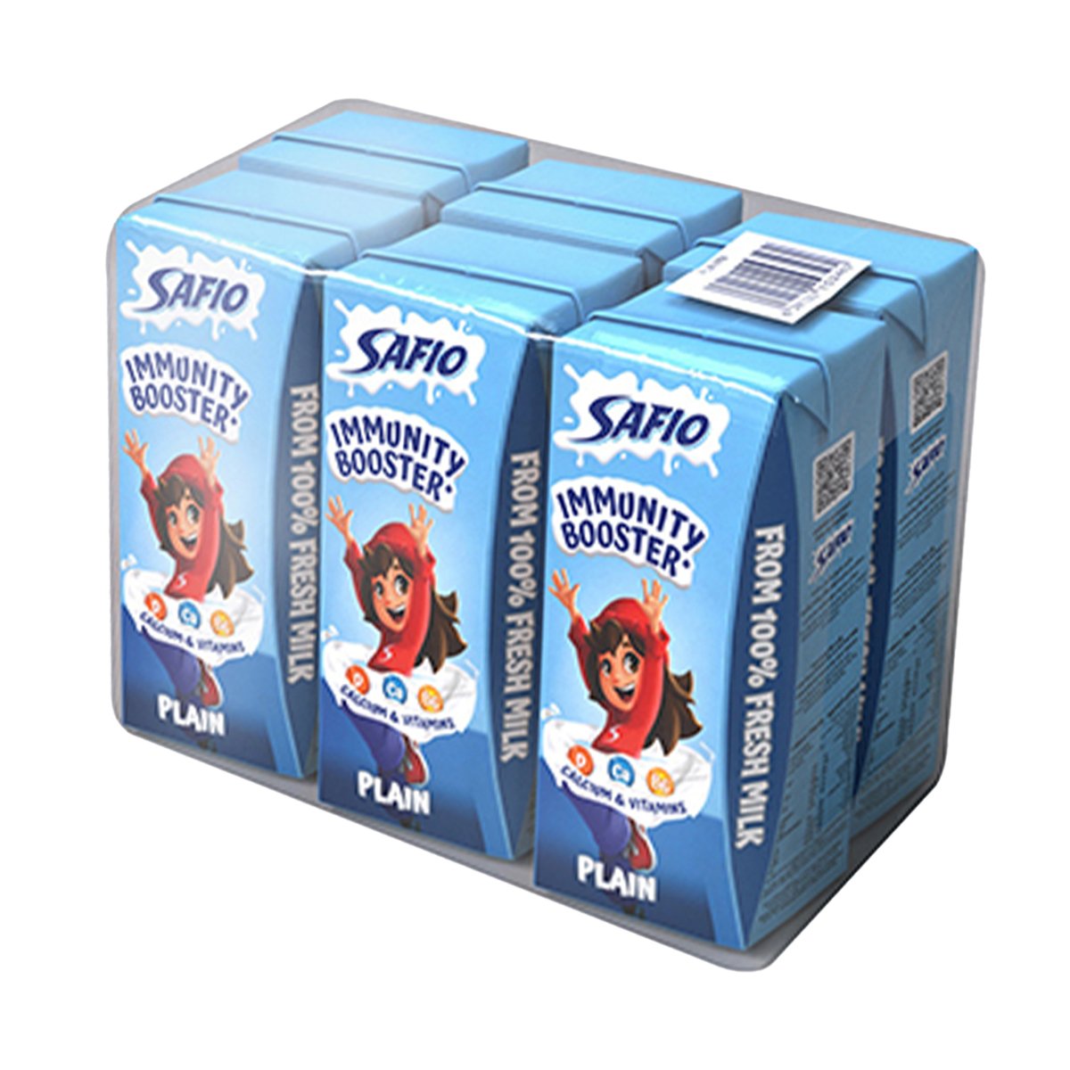 Safio Full Fat Plain UHT Milk 6 x 185 ml