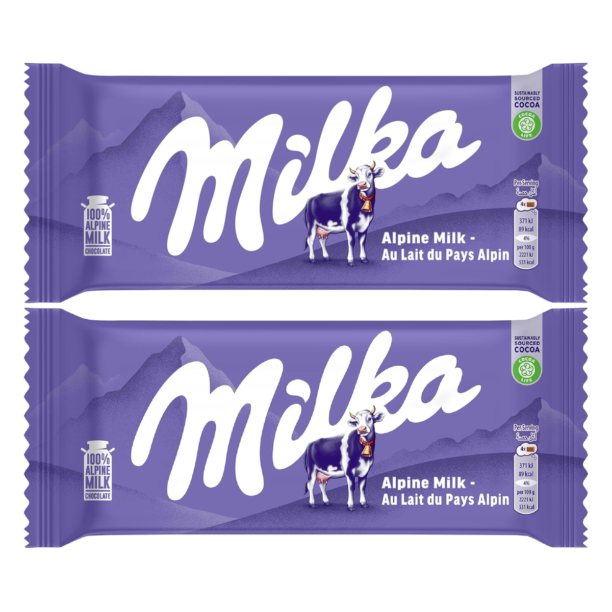 Milka Alpine Milk Chocolate Value Pack 2 x 100 g