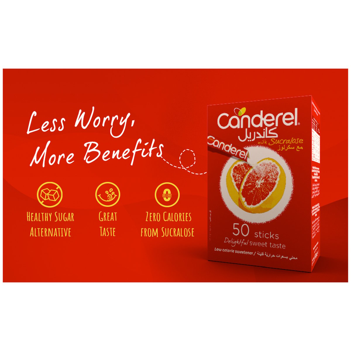 Canderel Low Calorie Sweetener Sticks With Sucralose 50 pcs