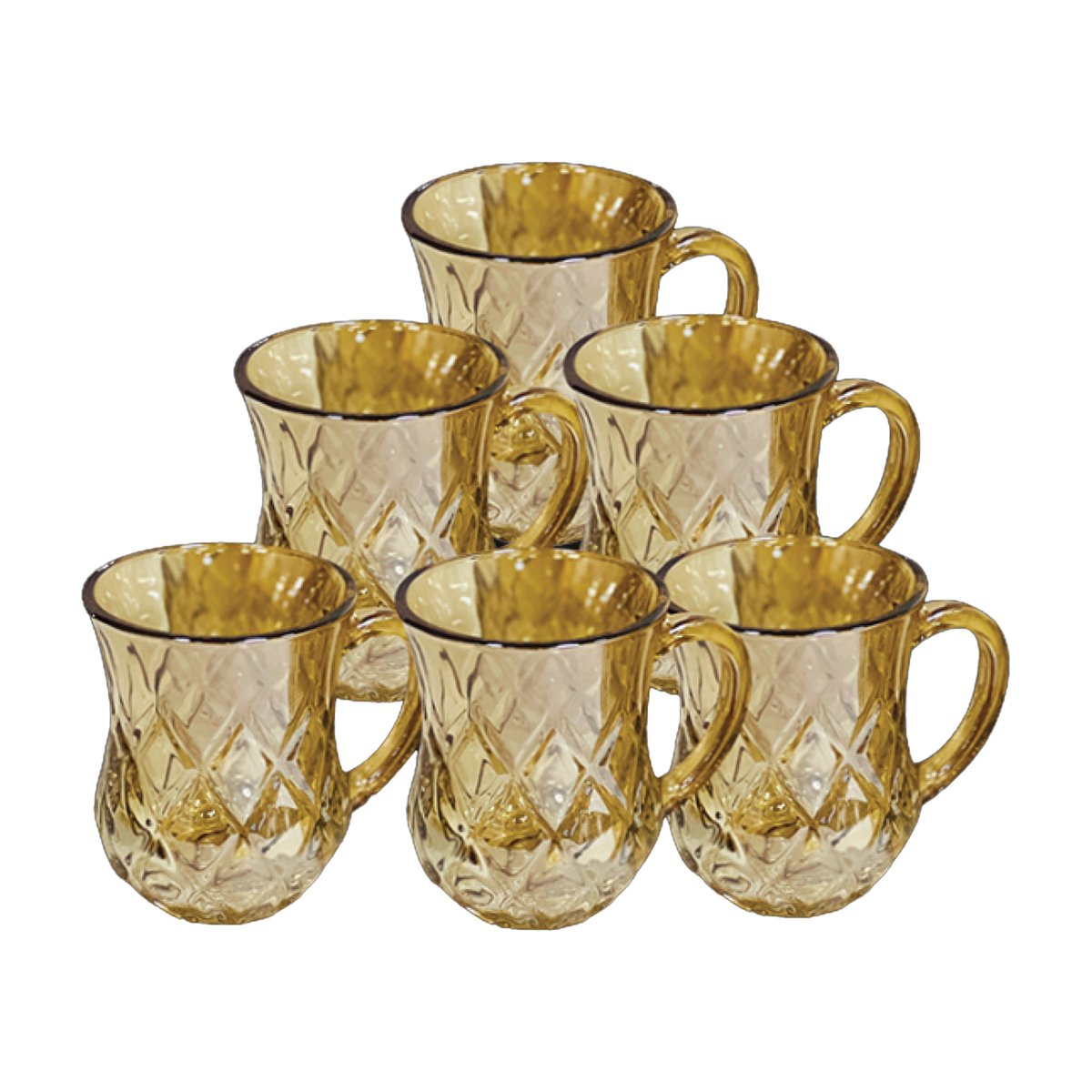 Crystal Drops Glass Tea Cup 6Pcs Colored KX33MKT