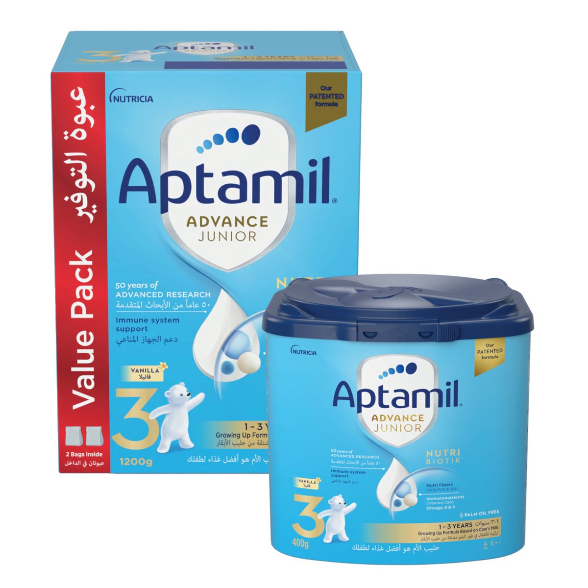 Aptamil Advance Junior Nutri-Biotik Vanilla From 3 Years 1.2 kg + 400 g