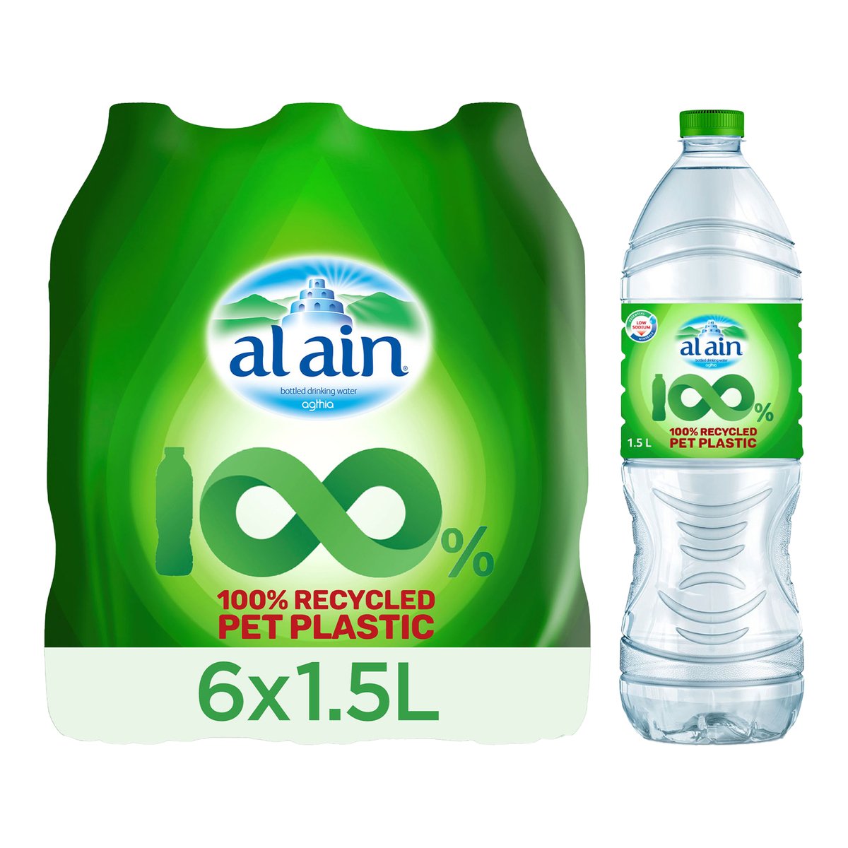 Al Ain Recycle Low Sodium Bottled Water 6 x 1.5 Litres