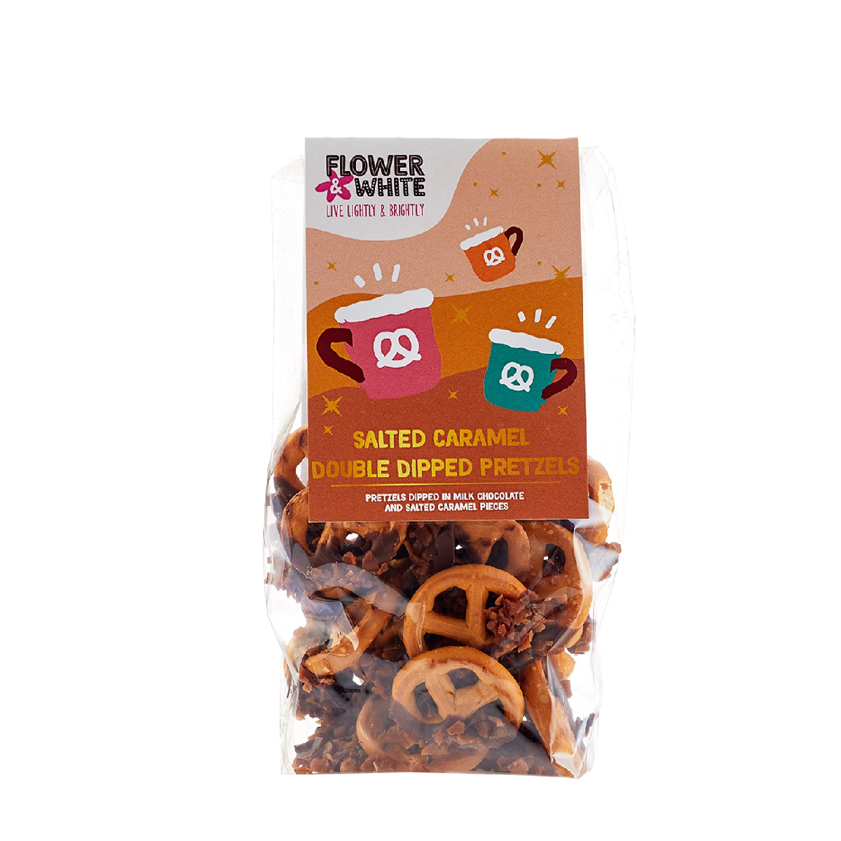 Flower & White Salted Caramel Double Dipped Pretzels 100 g