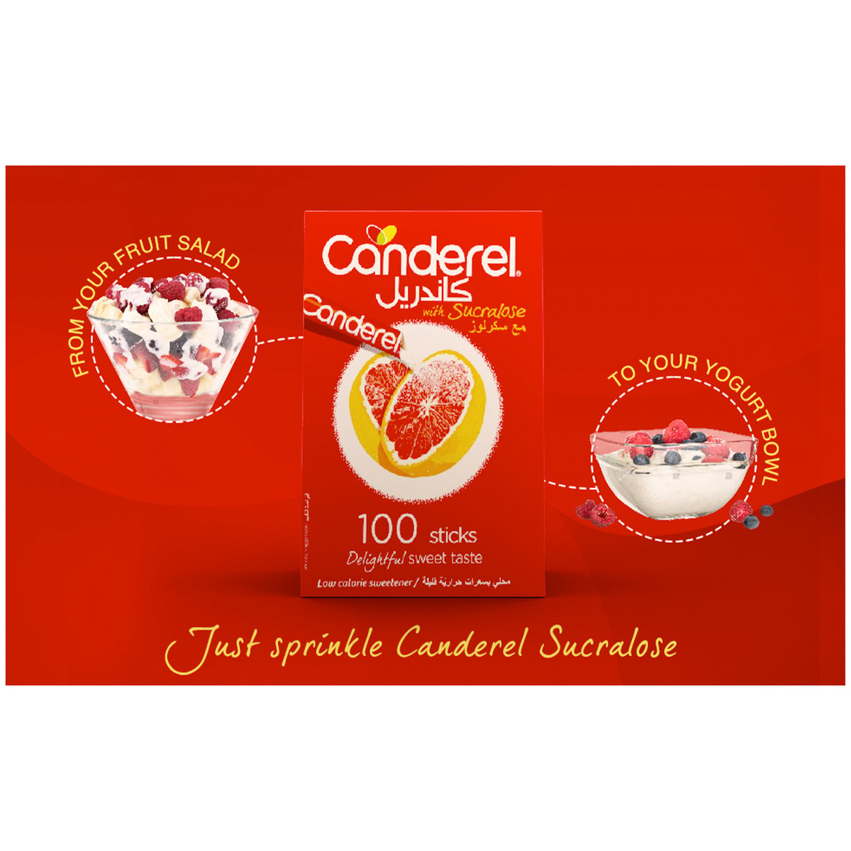 Canderel Low Calorie Sweetener Sticks With Sucralose 100 pcs