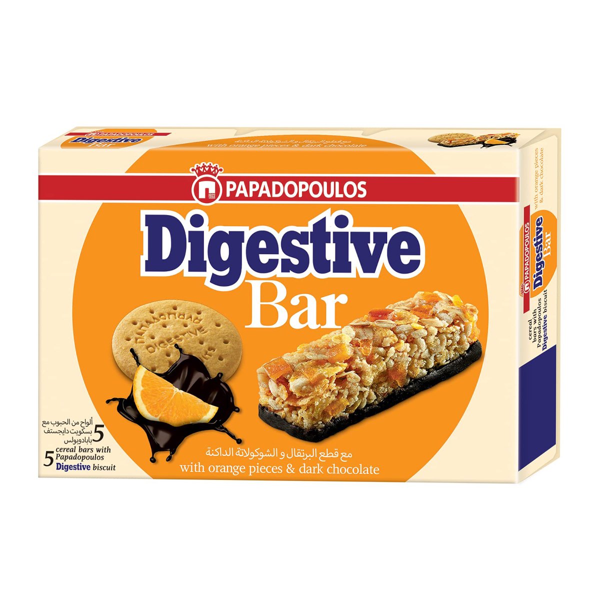 Papadopoulos Digestive Bar With With Orange Pieces & Dark Chocolate 28 g 4+1