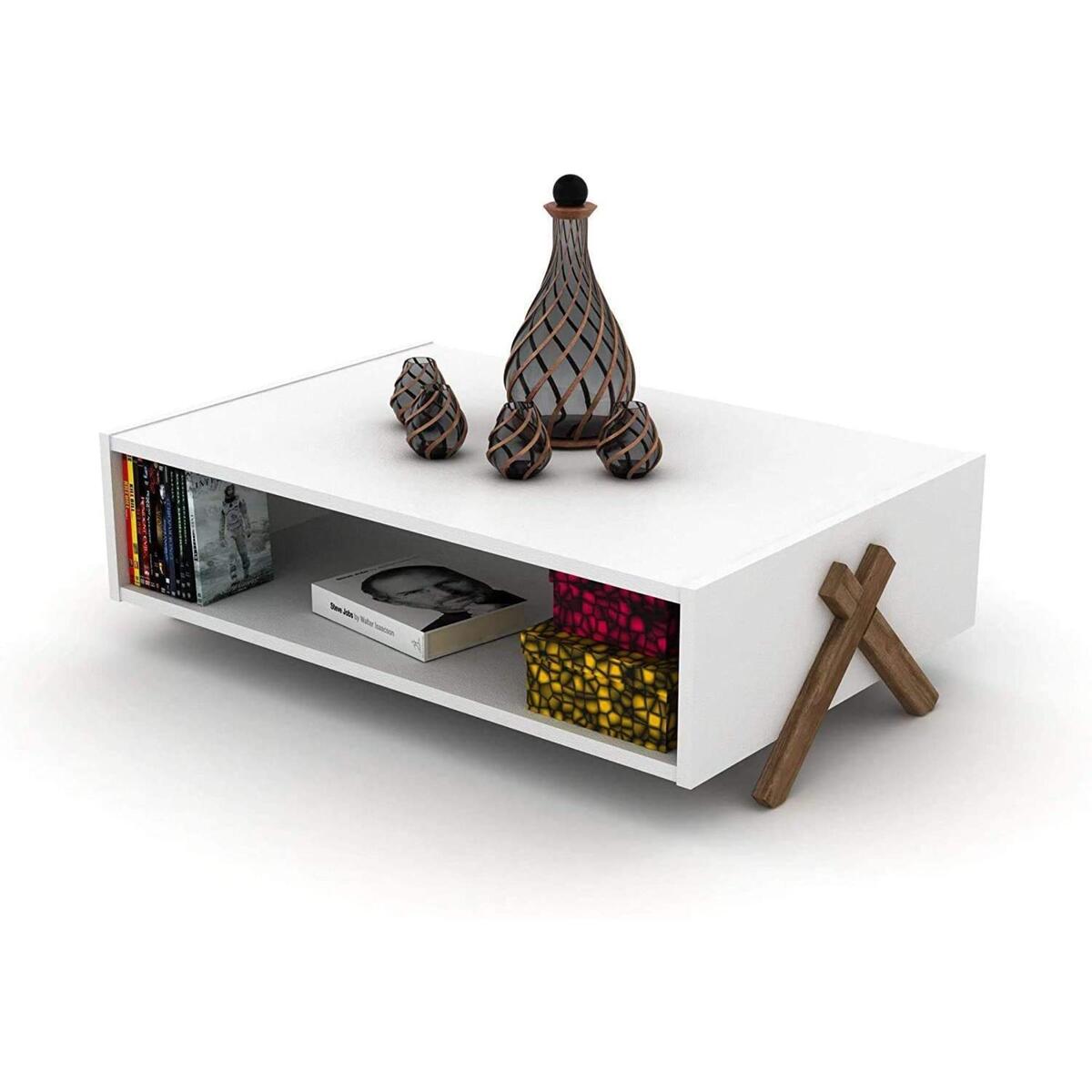 Home Canvas Made In Turkey Kipp Coffee Table Modern Living Room (Walnut-White) RF150402