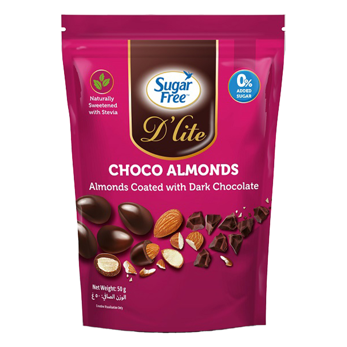 Sugar Free D'Lite Almonds Coated With Dark Chocolate 50 g