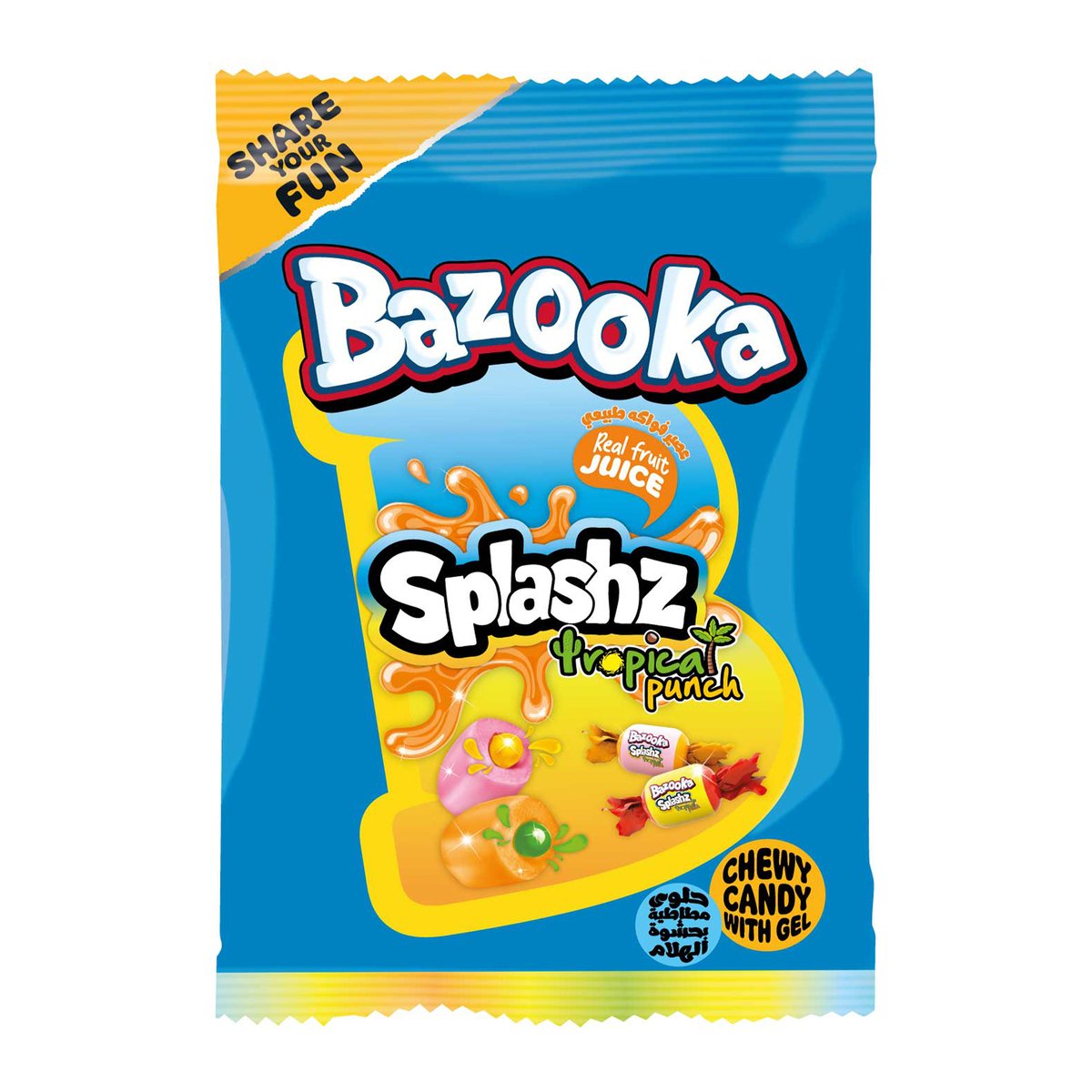 Bazooka Splashz Tropical Punch Chewy Candy 120 g