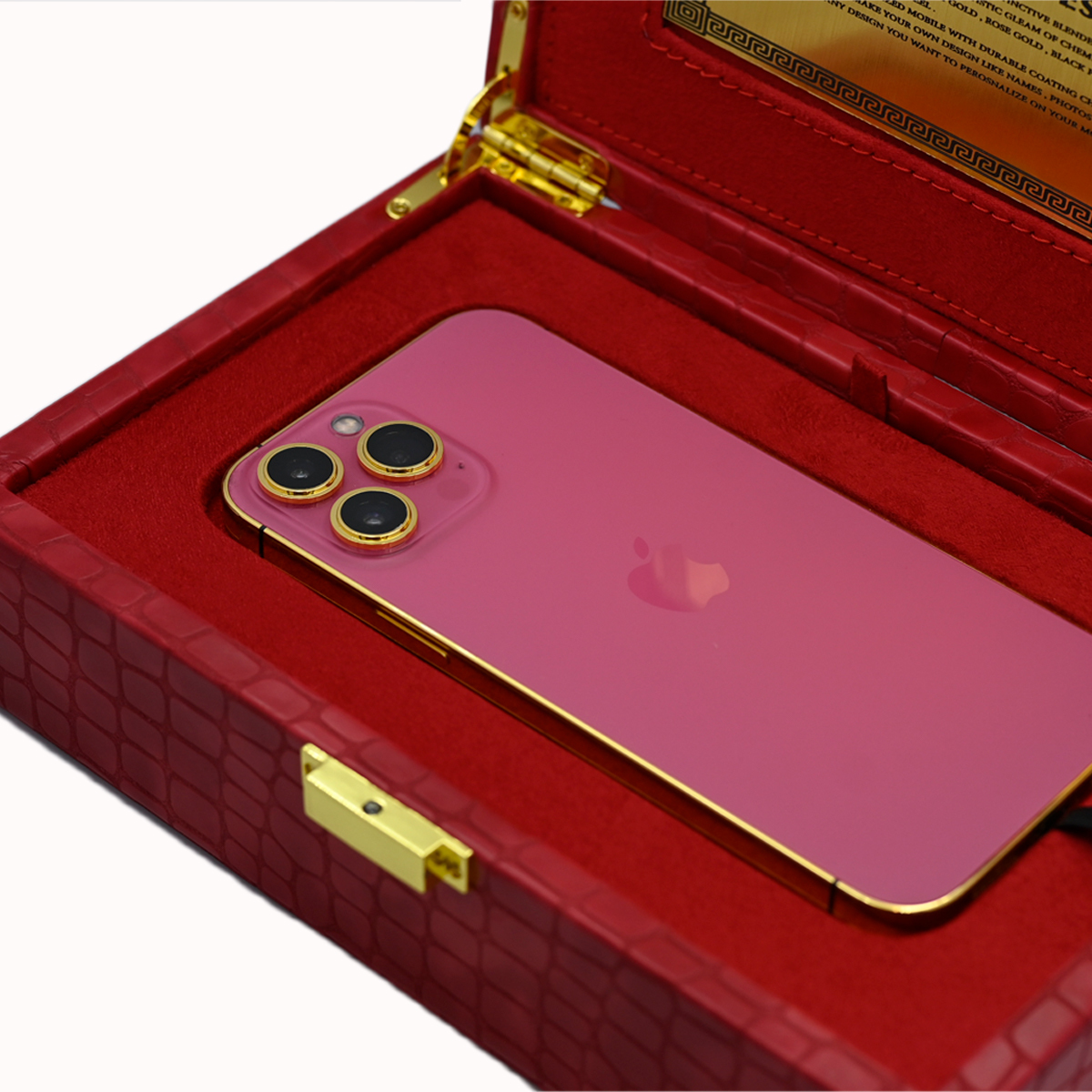 Caviar Luxury 24K Gold Frame Customized iPhone 14 Pro 256 GB Pink