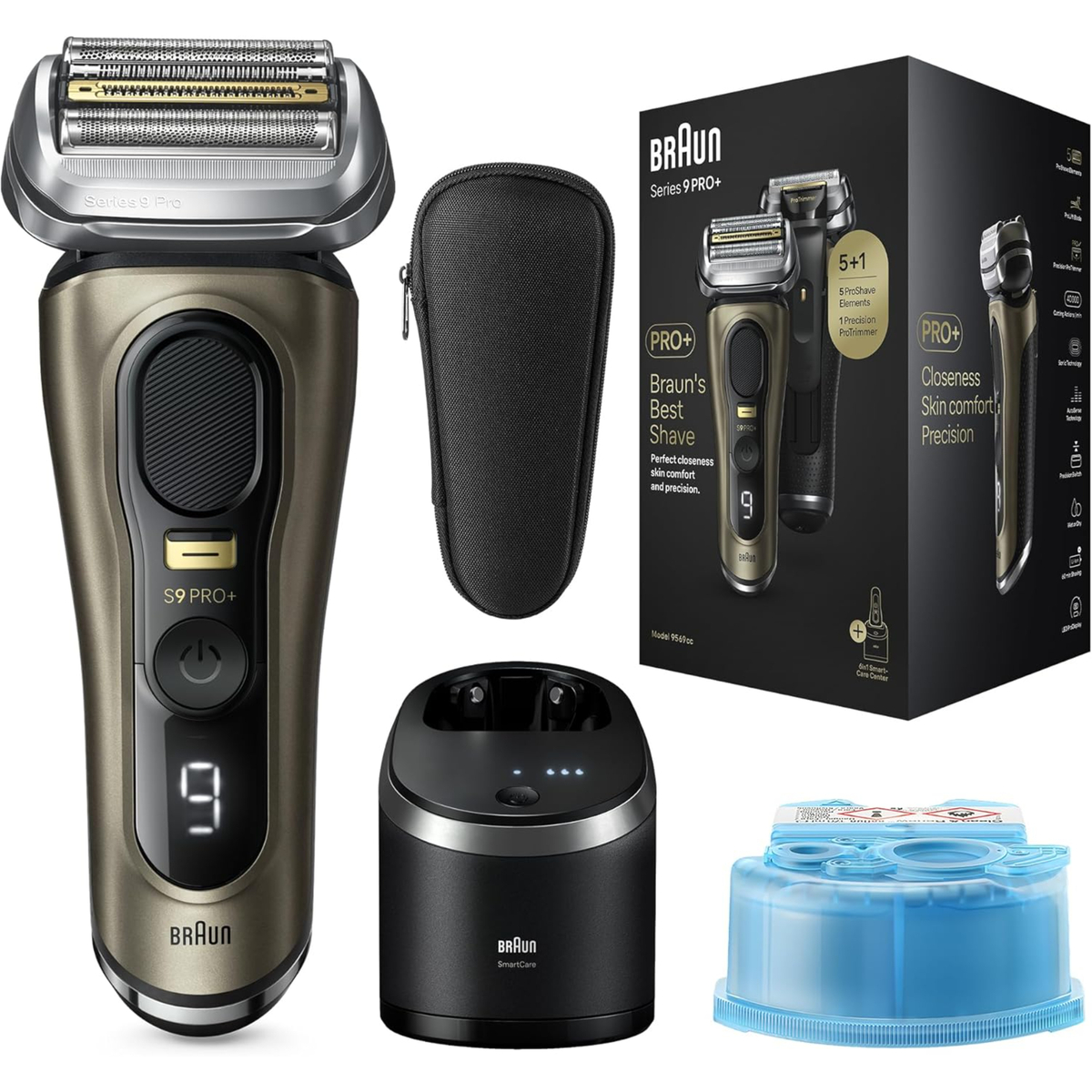 Braun Series 9 Pro+ Wet & Dry Electric Shaver, Gold, 9569CC