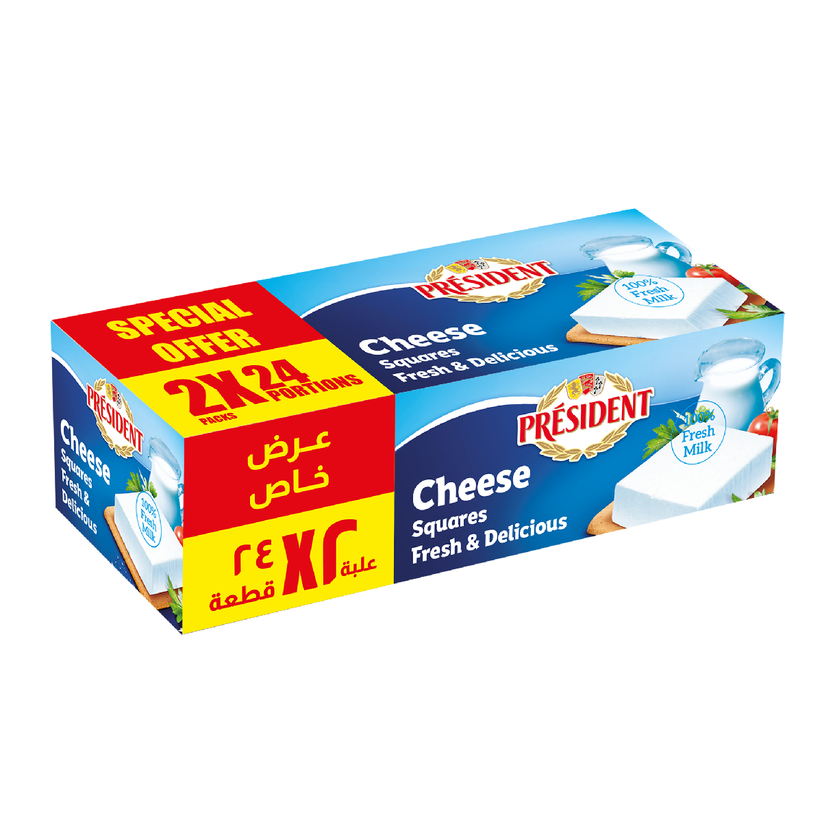 President 24 Portion Square  Cheese Value Pack 2 x 336 g