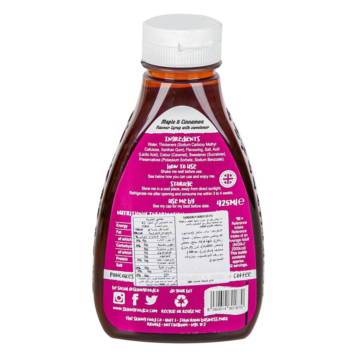 The Skinny Food Co. Maple & Cinnamon Syrup Zero Calorie 425 ml