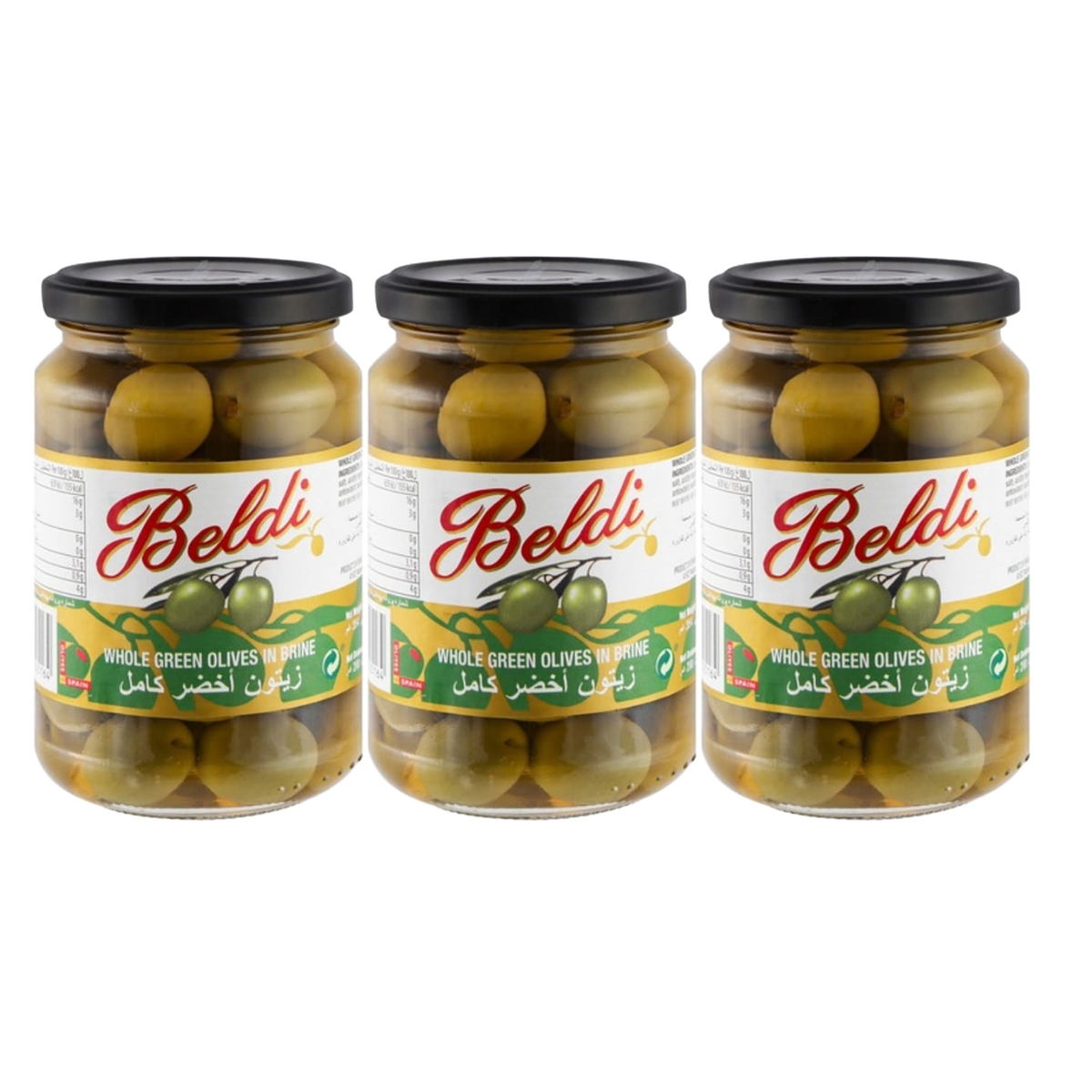 Beldi Whole Green Olives in Brine Value Pack 3 x 354 g