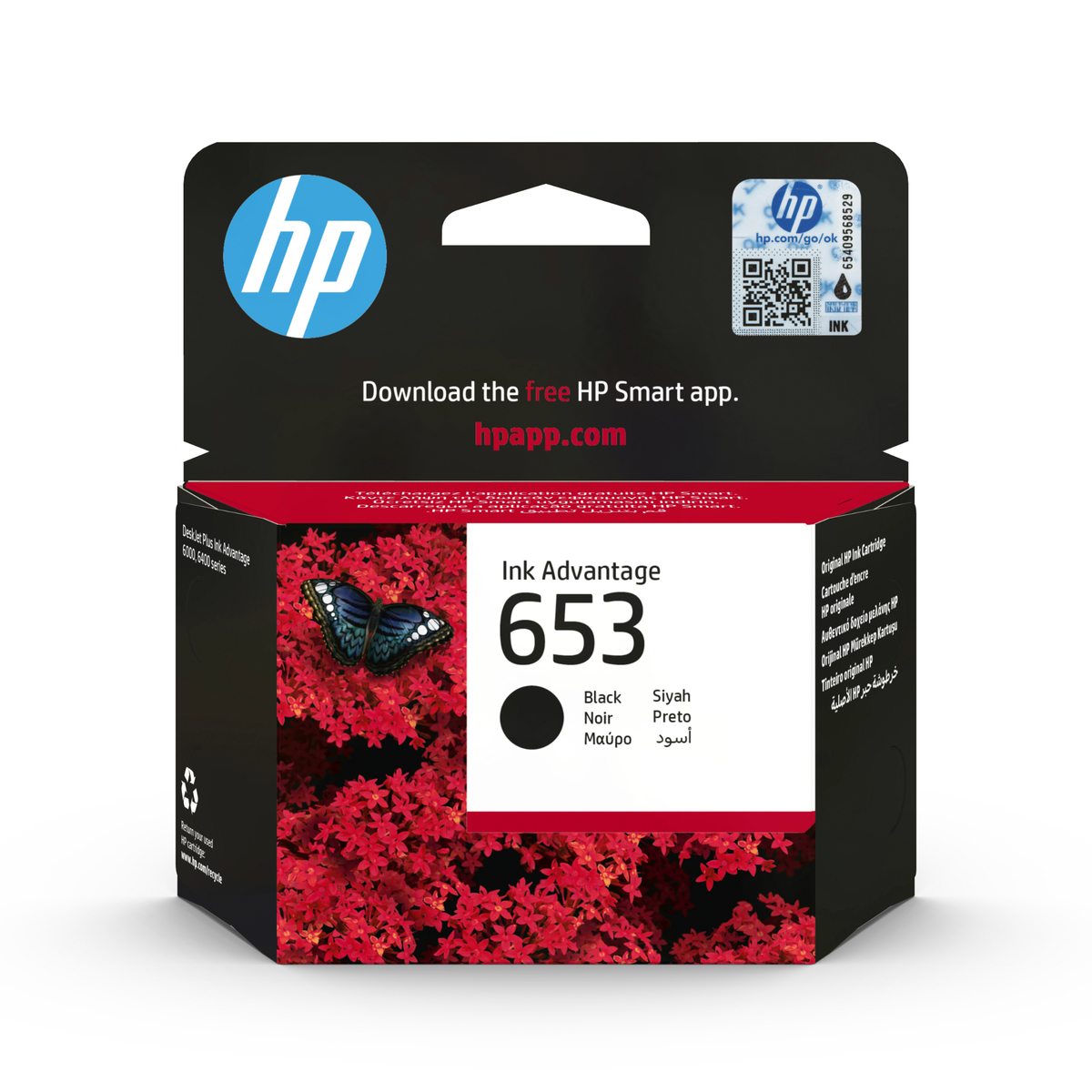 HP 653 Original Ink Cartridge, Black, 3YM75AE