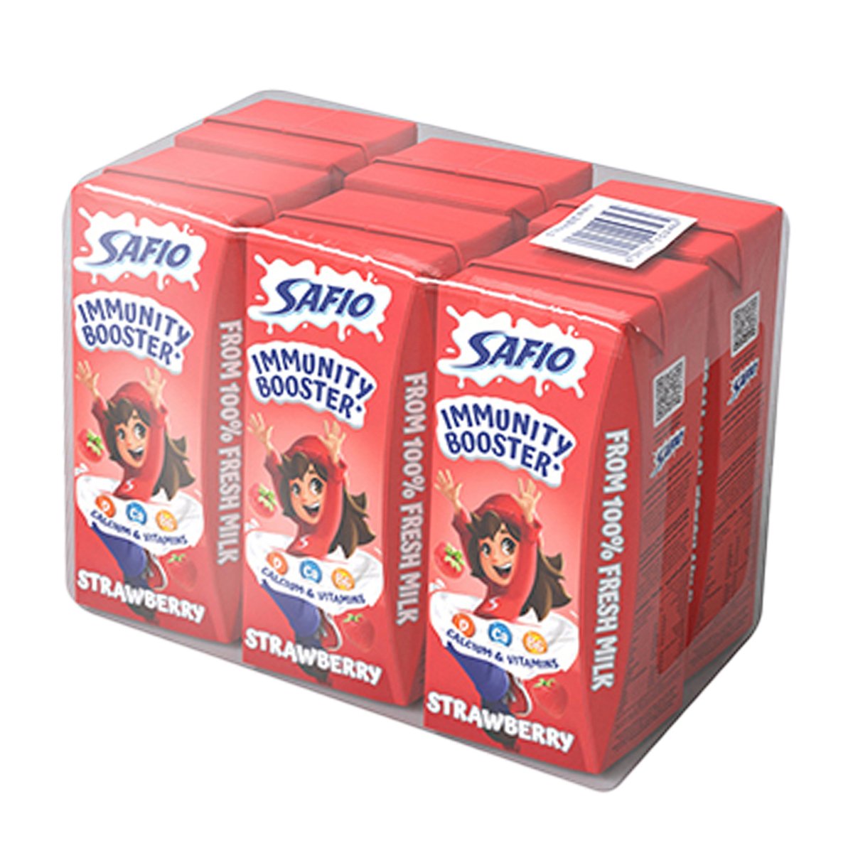 Safio Strawberry UHT Milk 18 x 185 ml