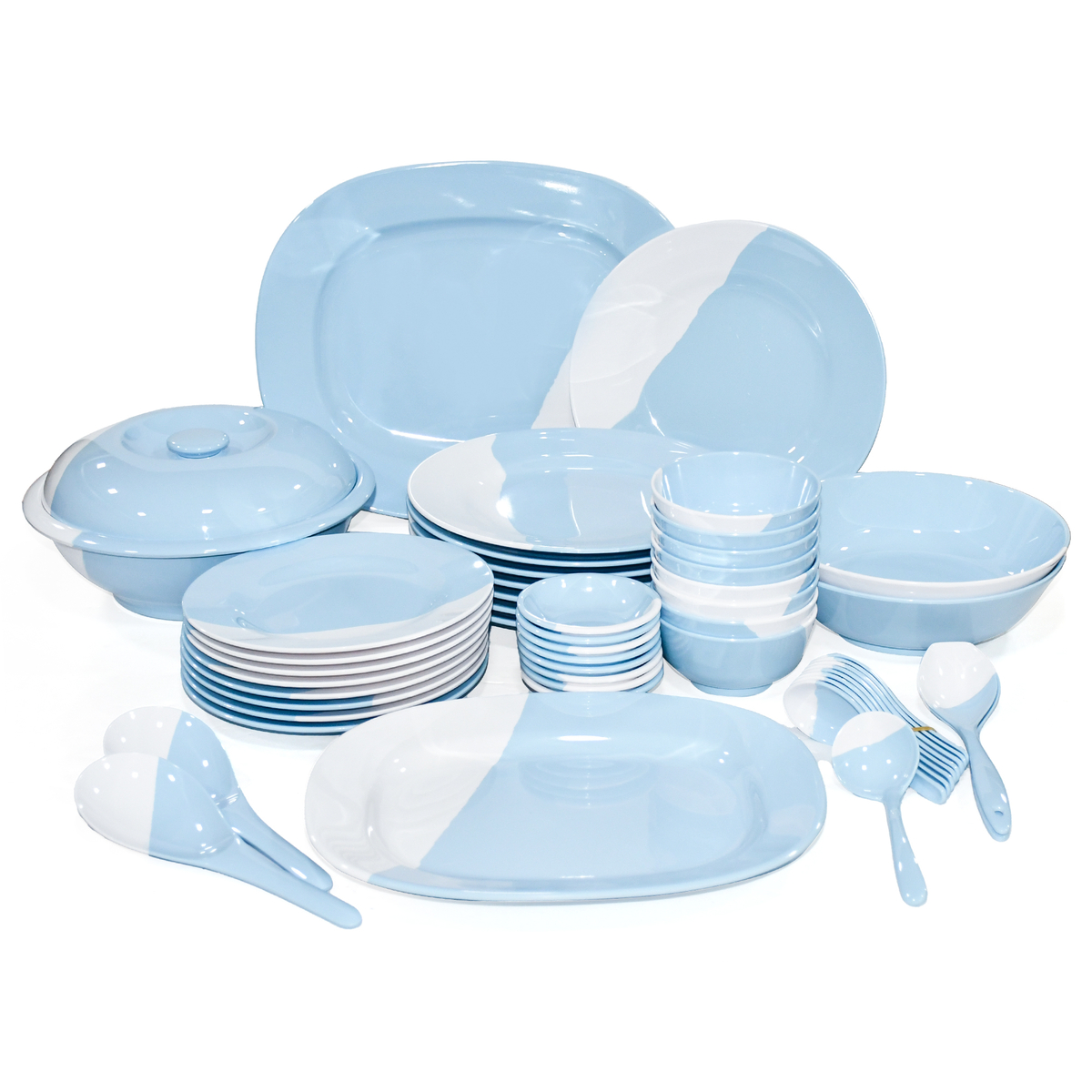 Superware Two-Tone Dinner Set, 50 pcs, Blue/White