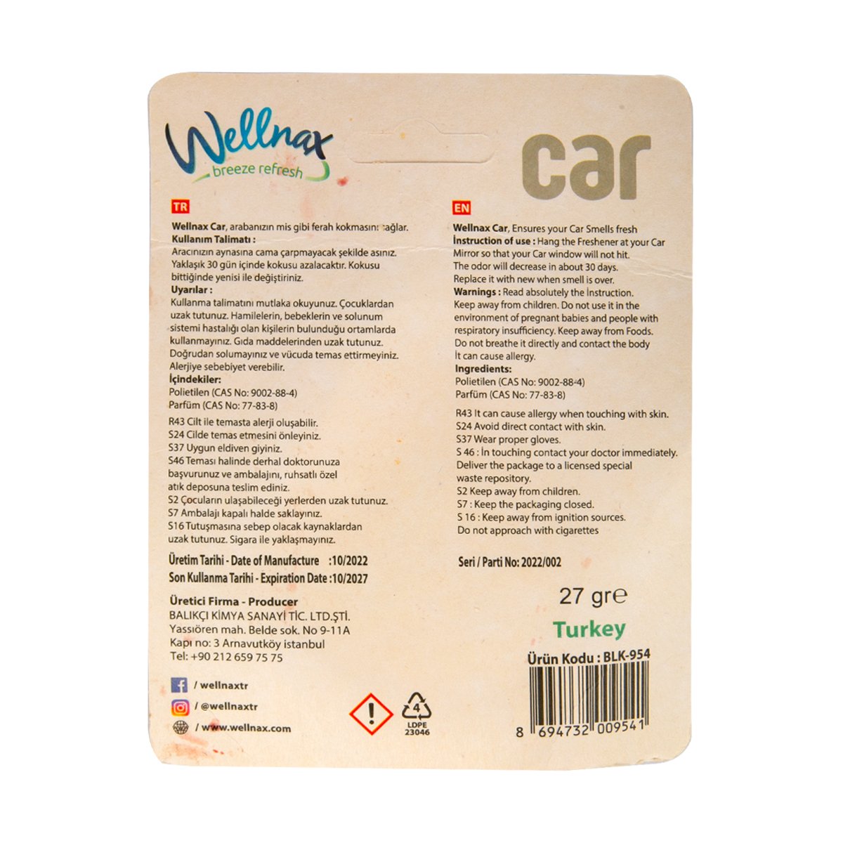 Wellnax Tropical Car Freshener Drop 27 g