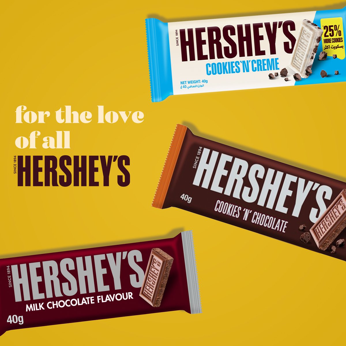 Hershey's Cookies 'n' Chocolate Flavour Chocolate Value Pack 4 x 40 g