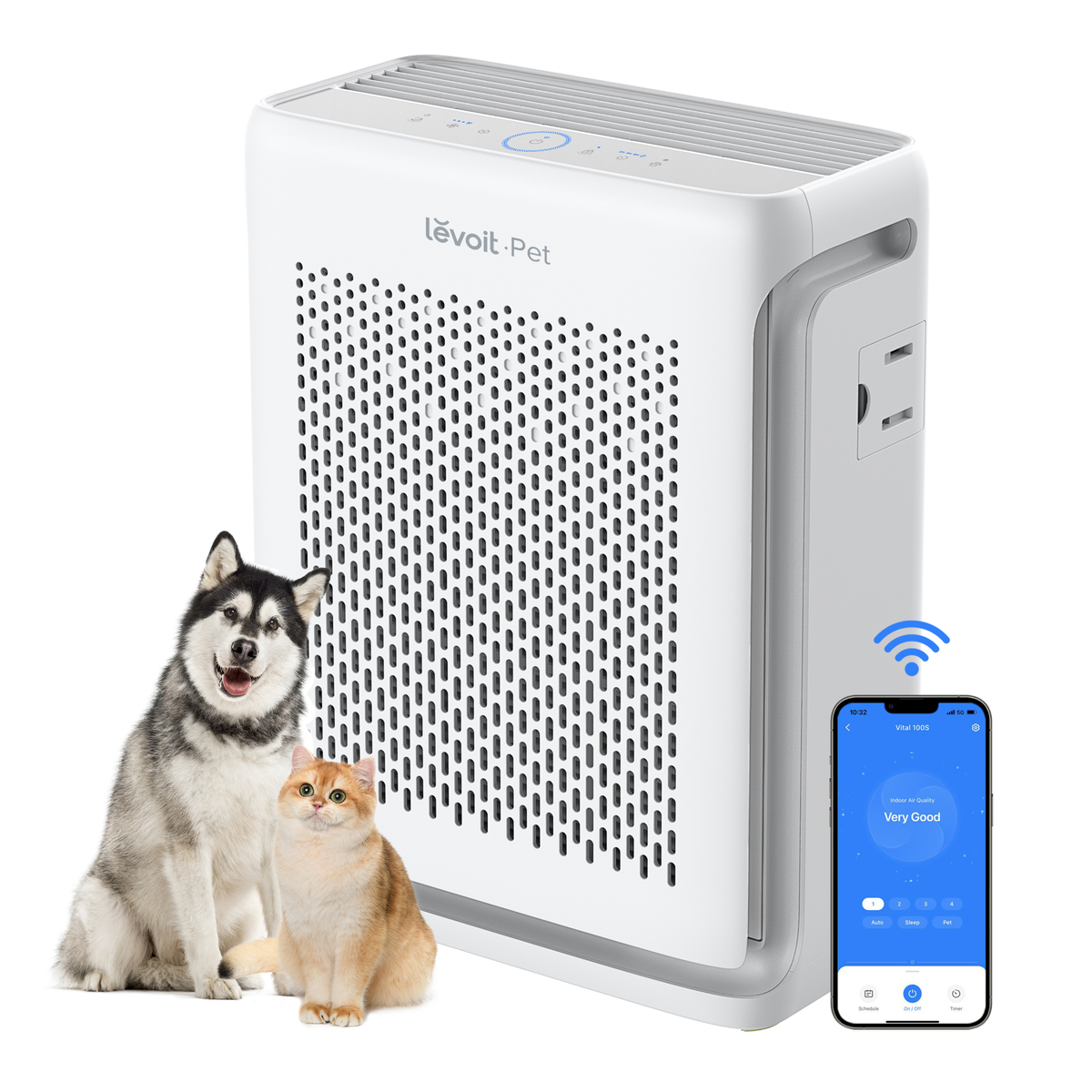 Levoit Vital 100S Smart Air Purifier, 52m² Room Coverage, White, LAP-V102S-AAS