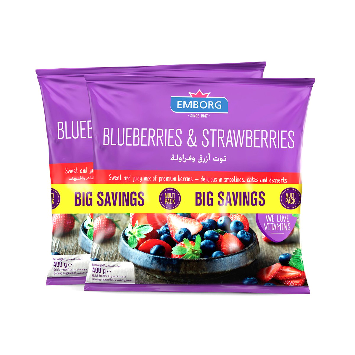 Emborg Frozen Blueberrie & Strawberries Value Pack 2 x 400 g