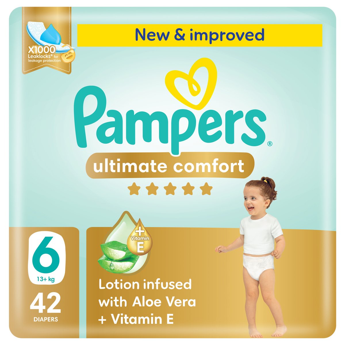 Pampers Ultimate Comfort Taped Diapers, Size 6, 13+kg, Giant Pack, 42 pcs