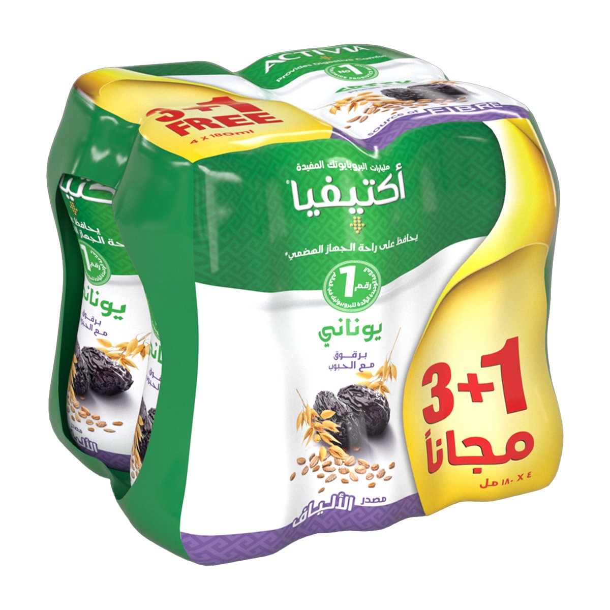 Activia Prunes & Cereal Greek Yogurt Drink 180 ml 3+1