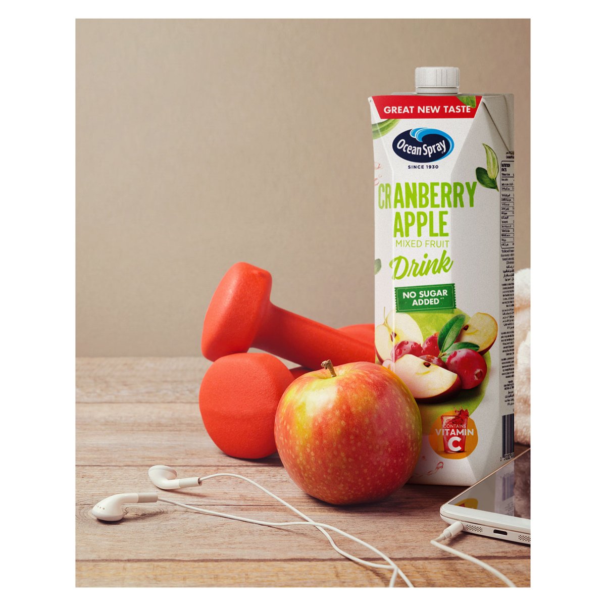 Ocean Spray Cranberry Apple Mixed Fruit Drink No Added Sugar 1 Litre