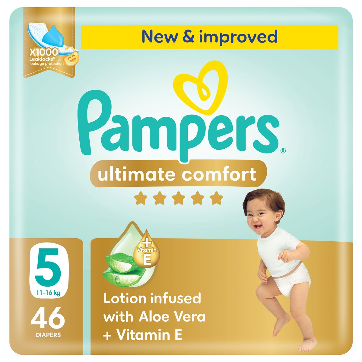 Pampers Ultimate Comfort Taped Diapers, Size 5, 11-16kg, 46 pcs