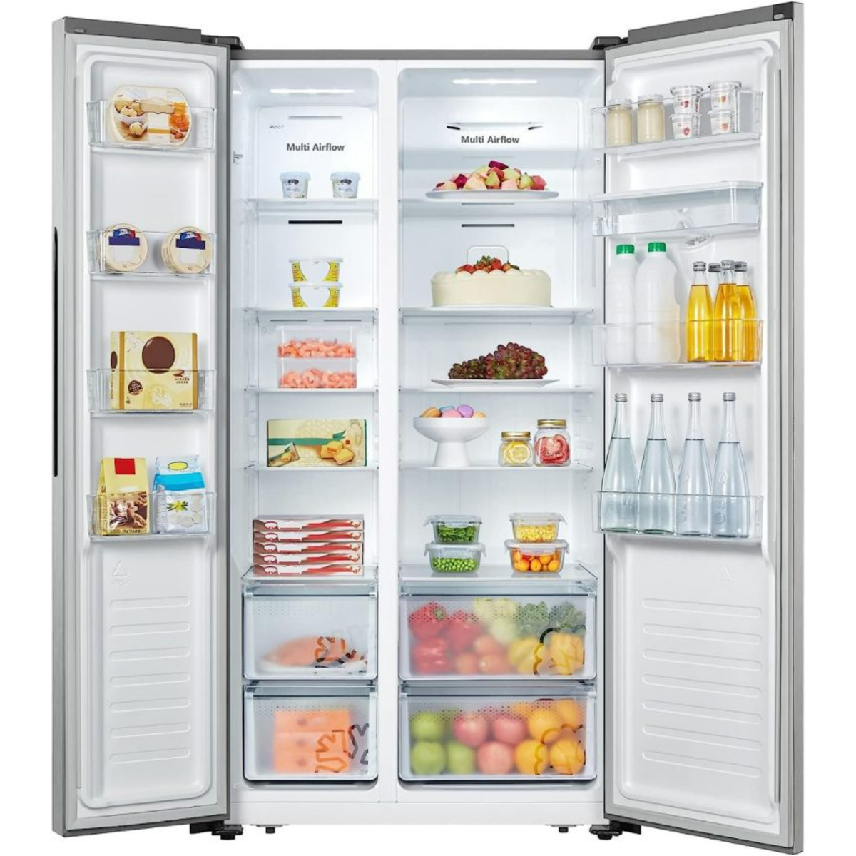 Hisense Side by Side Refrigerator with Water Dispenser, 508L, Stainless Steel Finish, RS670N4WSU1