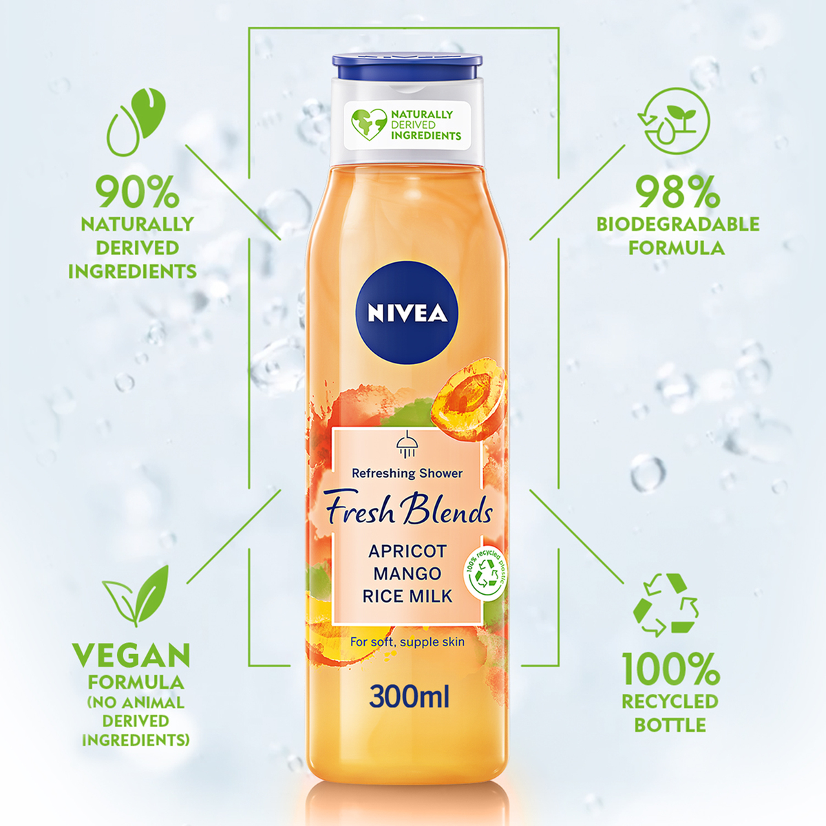 Nivea Fresh Blends Refreshing Shower Gel Apricot Mango Rice Milk 300 ml