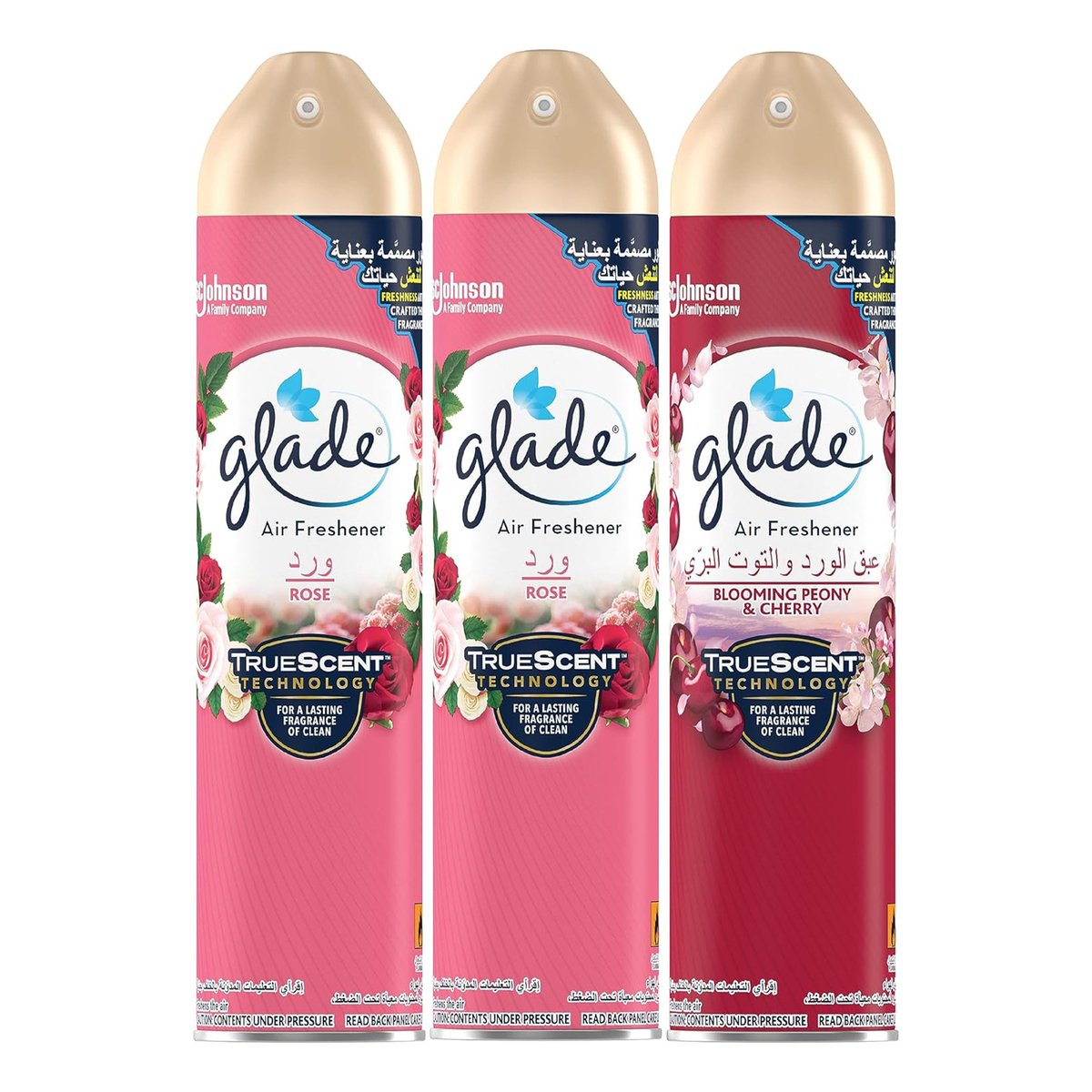 Glade Rose + Blooming Peony & Cherry Air Freshener Value Pack 3 x 300 ml