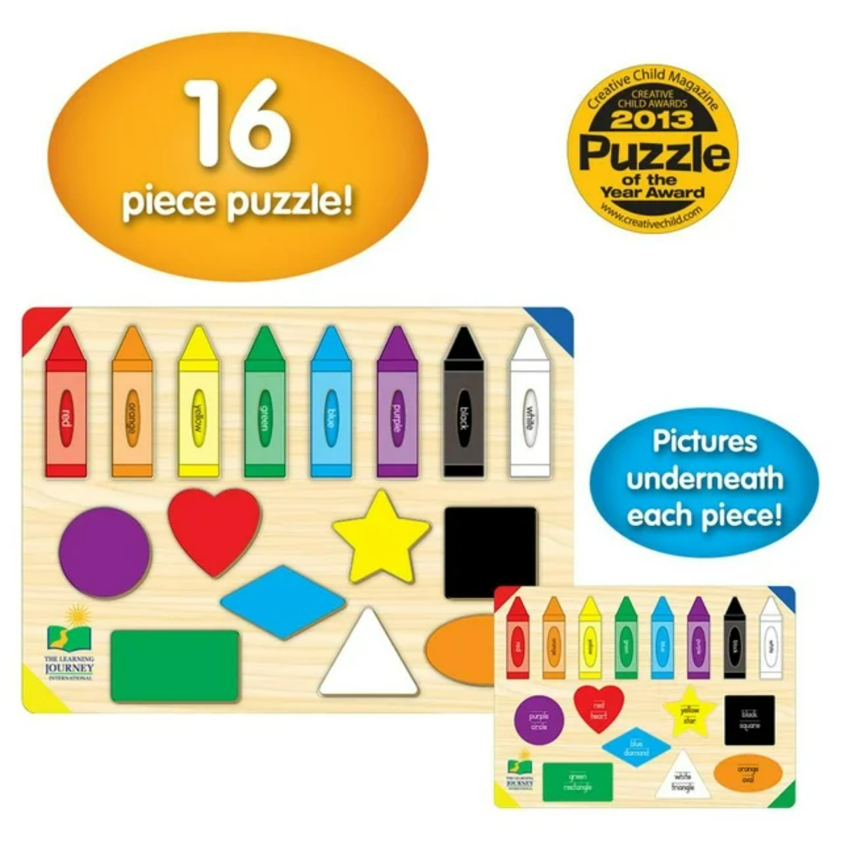 The Learning Journey Lift & Learn Colors & Shapes Puzzle, 16 pcs, Assorted, 501825