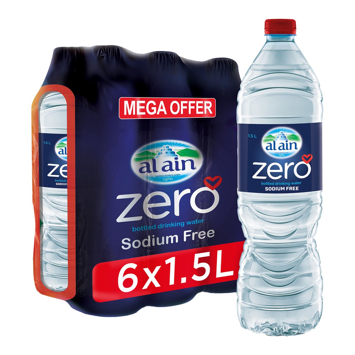 Al Ain Zero Bottled Drinking Water Sodium Free Value Pack 6 x 1.5 Litres