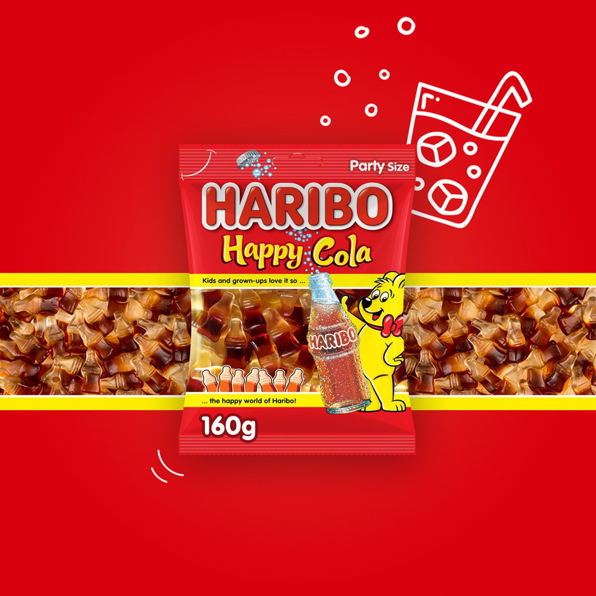 Haribo Happy Cola Gummy Value Pack 3 x 160 g