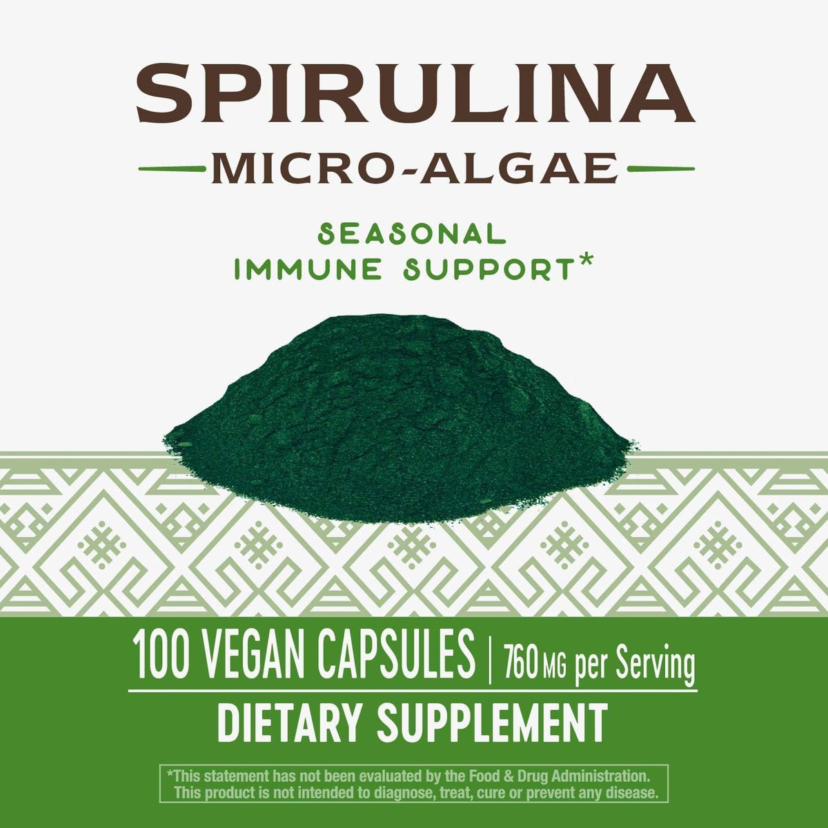 Nature's Way Spirulina Micro-Algae Vegan Dietary Supplement 100 pcs