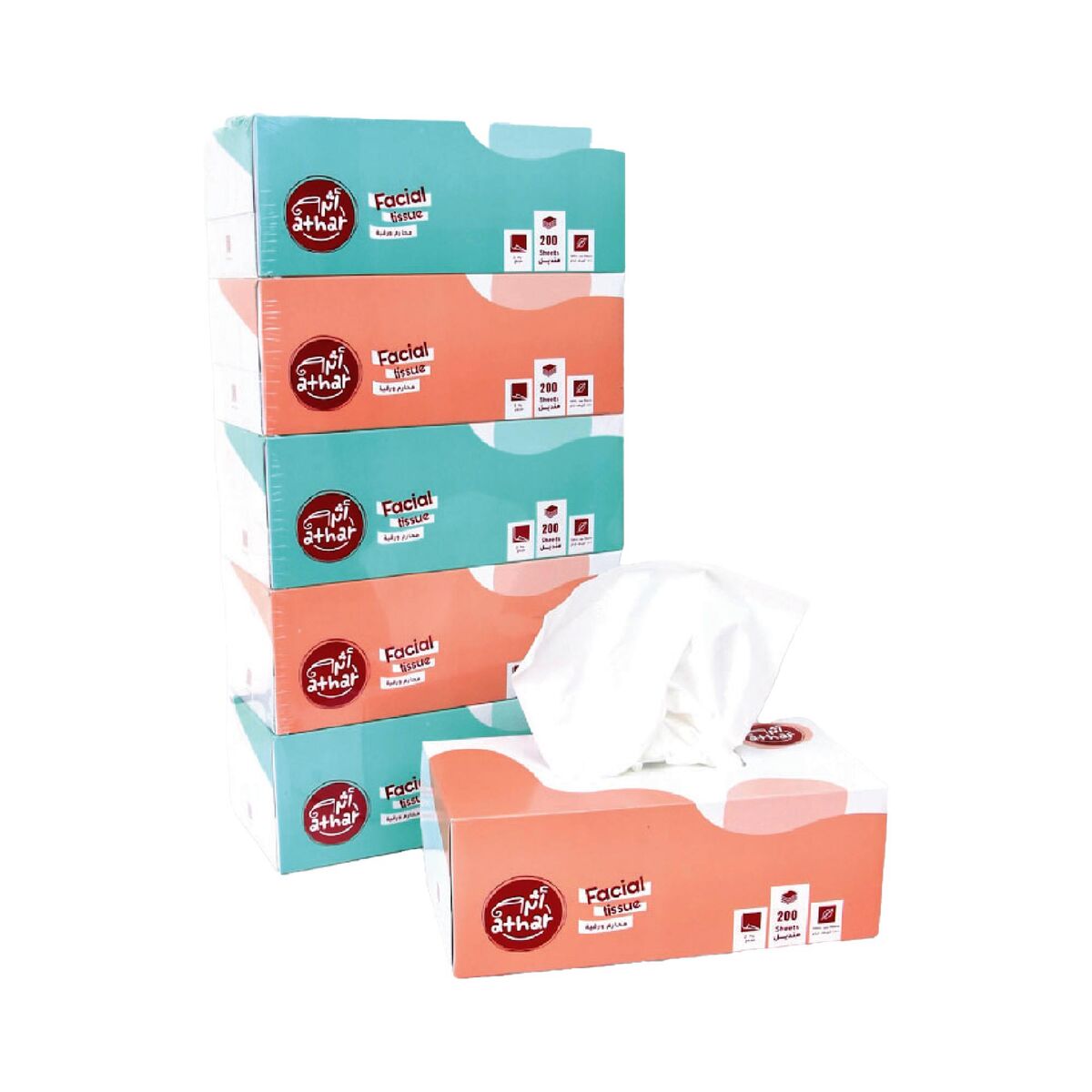 Athar Facial Tissue 2ply 5 x 200 Sheets