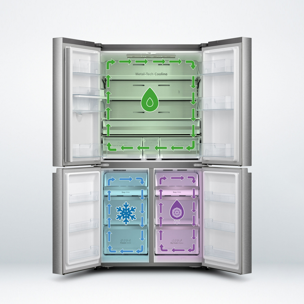 Hisense Four Door French Refrigerator, 579L, Silver, RQ749N4ASU