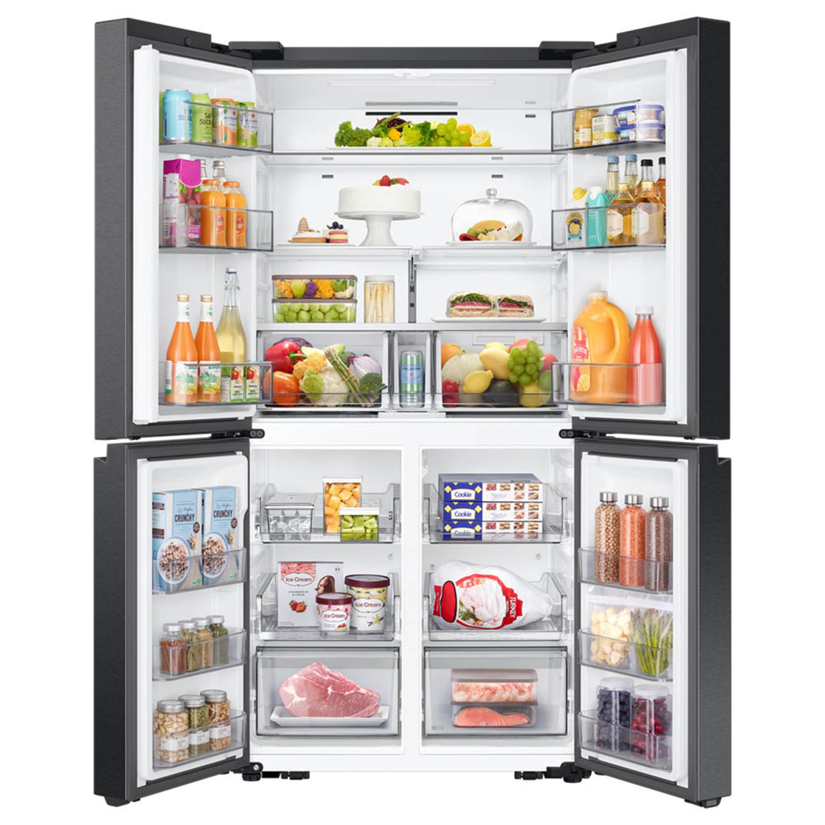 Samsung Bespoke T Style French Door Side by Side Refrigerator, 602L, Black, RF65DG90BEB1AE