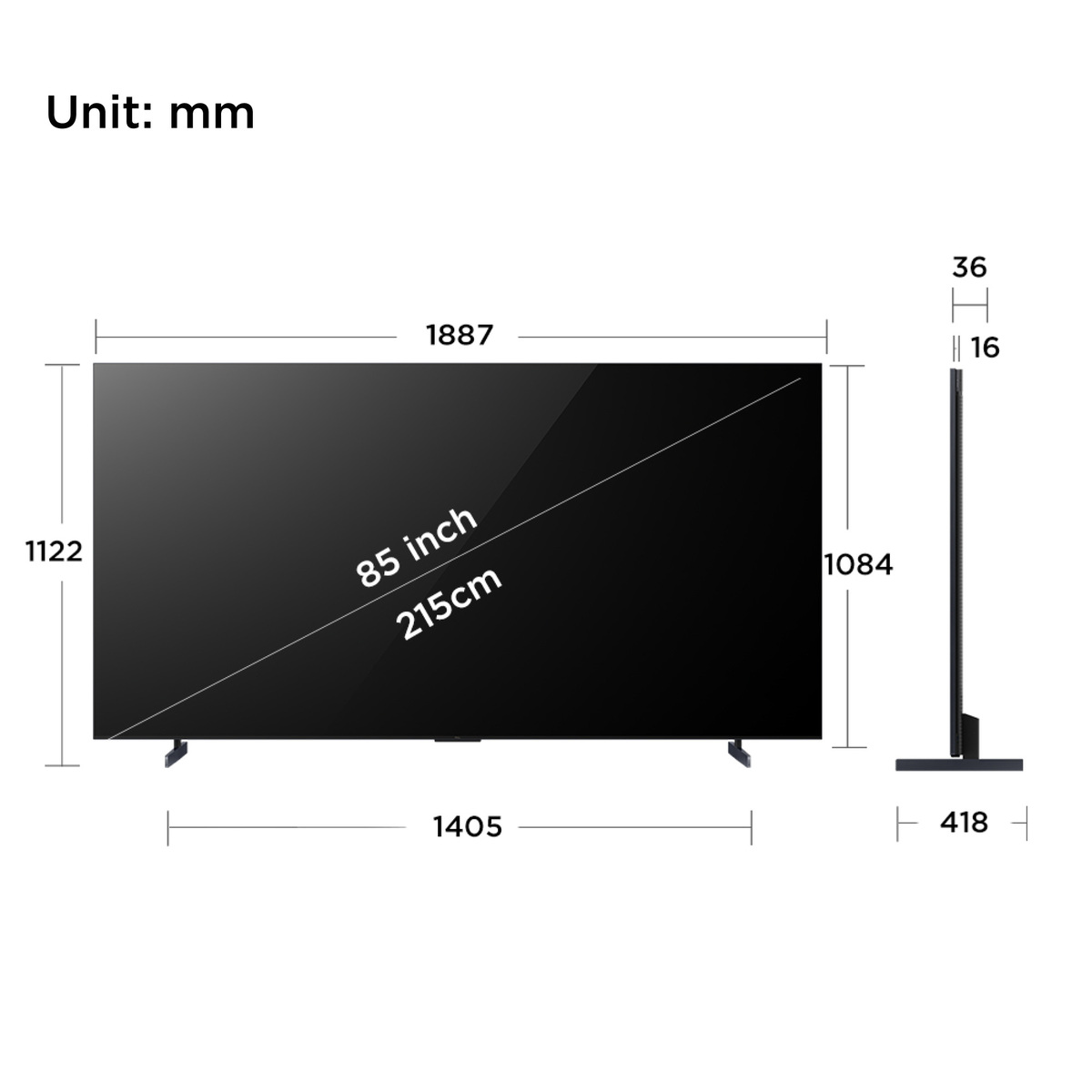 TCL 85 Inch Premium QD-Mini LED-Google SmartTV, Game Master 2.0 - 85C855