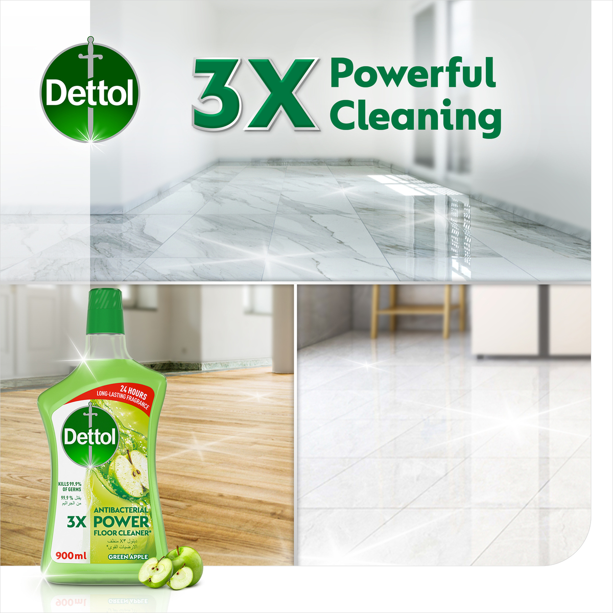 Dettol Green Apple Antibacterial Power Floor Cleaner 900ml