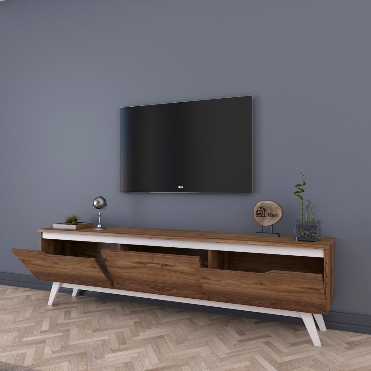 Home Canvas TV Unit Modern Free Standing TV Stand 180 cm - Walnut 795