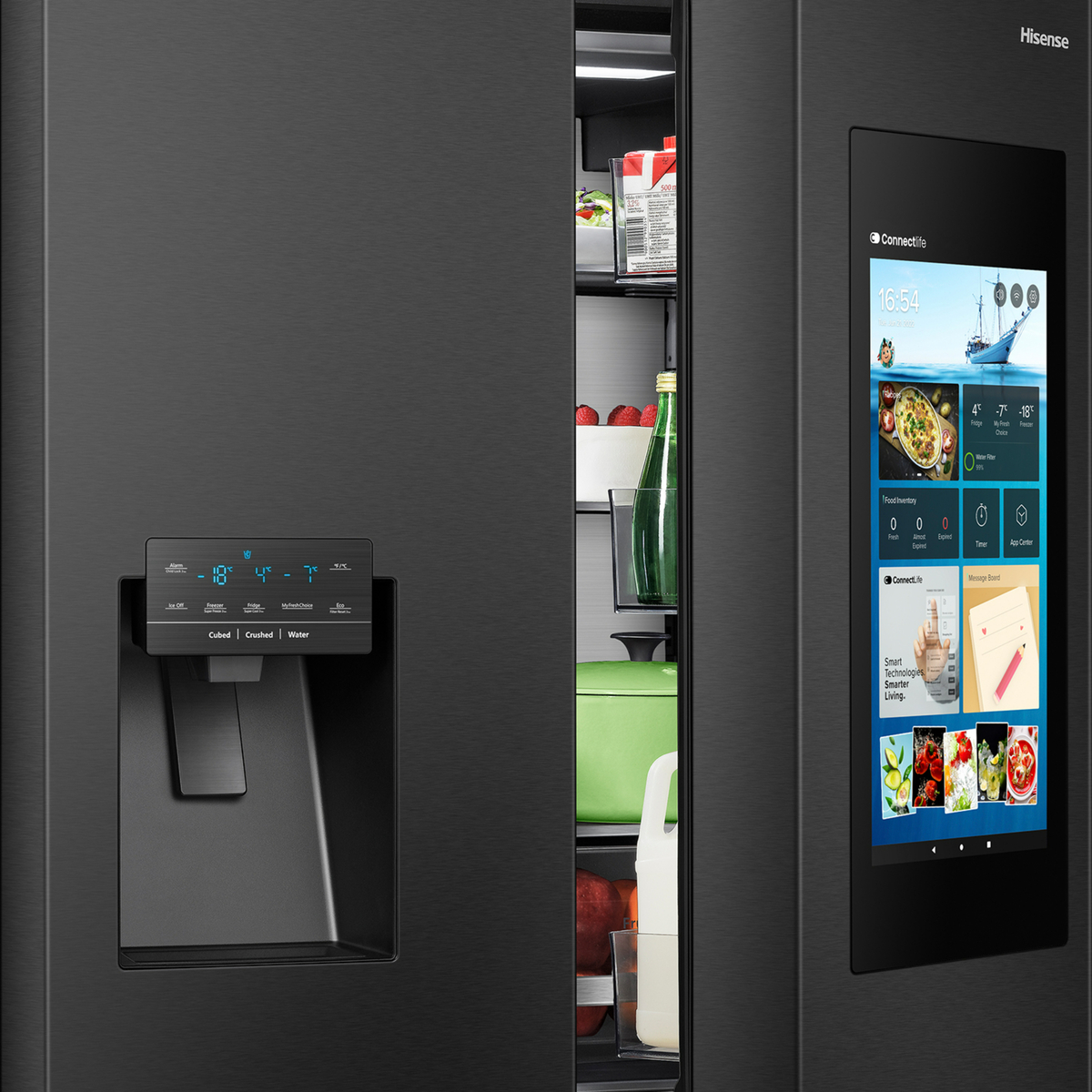 Hisense Four Door French Smart Refrigerator, 538L, Premium Black, RQ759N4IBU1