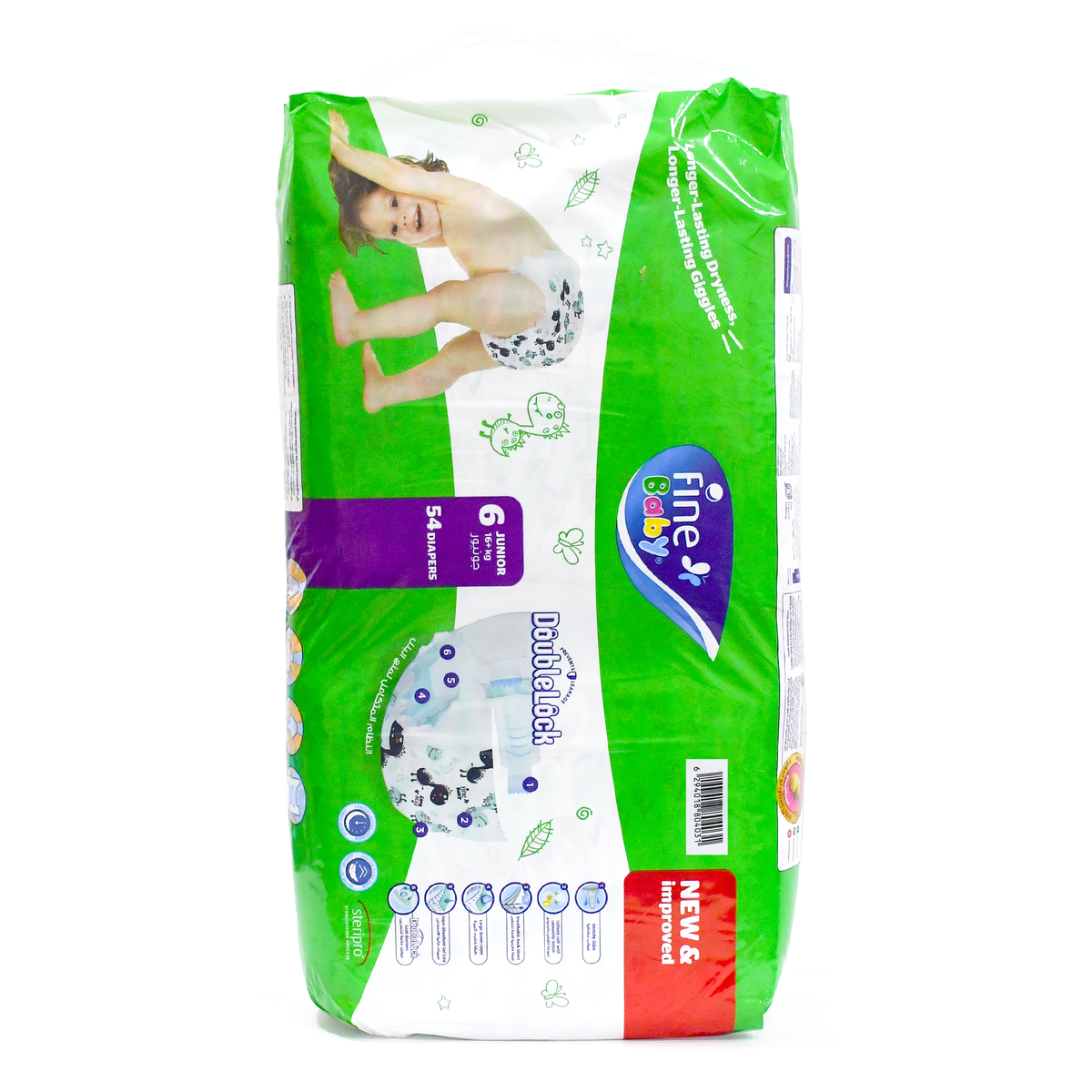 Fine Baby Doublelock Size 6 Junior Diapers Mega Pack 16+ kg 54 pcs