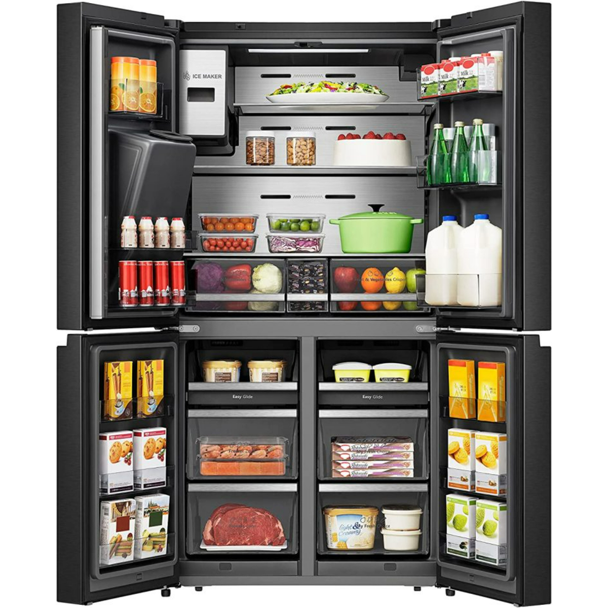 Hisense Four Door French Smart Refrigerator, 538L, Premium Black, RQ759N4IBU1